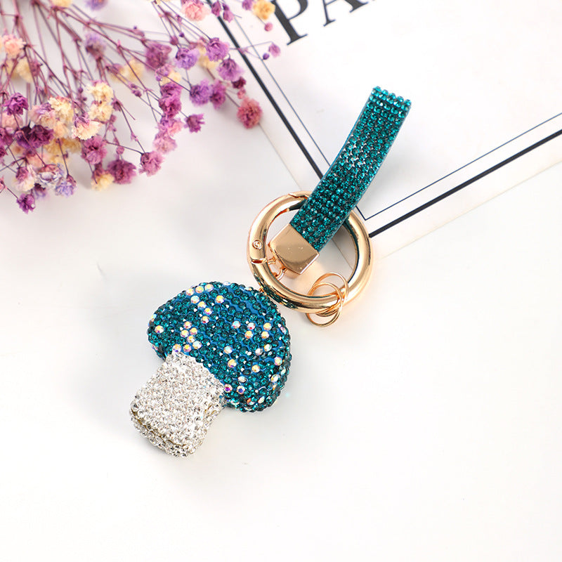 Wholesale 10pcs Zinc Alloy Mushroom Diamond Keychain
